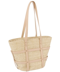 Straw Shopper Tote Bag LMD012-Z TAN